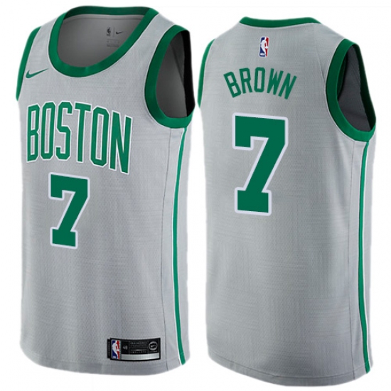 Men's Nike Boston Celtics #7 Jaylen Brown Swingman Gray NBA Jersey - City Edition - Ujersey