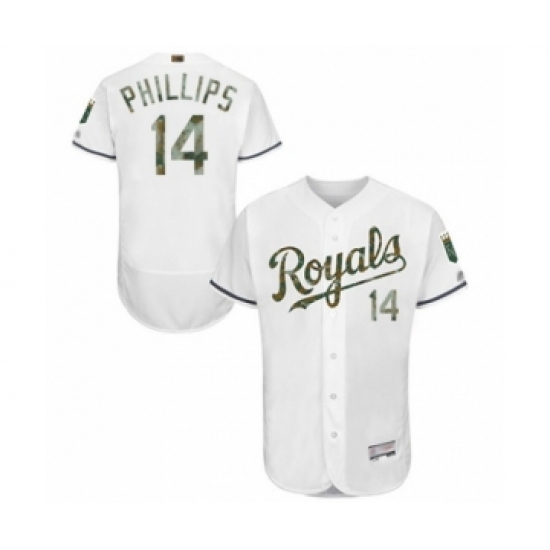 Men's Kansas City Royals #14 Brett Phillips Authentic White 2016 Memorial Day Fashion Flex Base Baseball Player Jersey - Ujersey