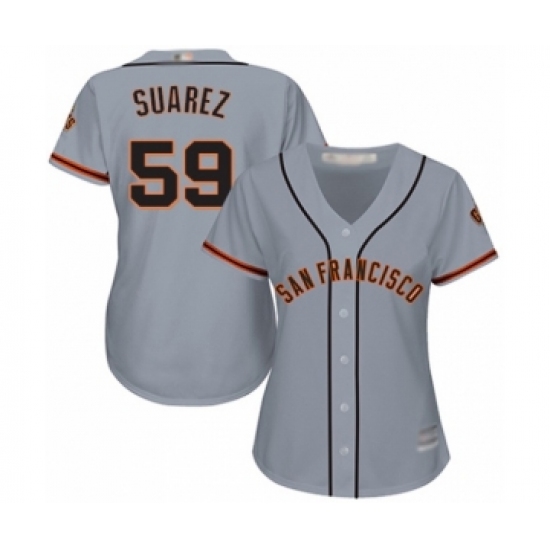 Women's San Francisco Giants #59 Andrew Suarez Authentic Grey Road Cool Base Baseball Player Jersey - Ujersey