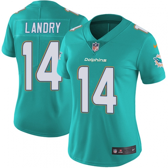 Women's Nike Miami Dolphins #14 Jarvis Landry Elite Aqua Green Team Color NFL Jersey - Ujersey