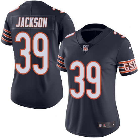 Women's Nike Chicago Bears #39 Eddie Jackson Navy Blue Team Color Vapor Untouchable Limited Player NFL Jersey - Ujersey