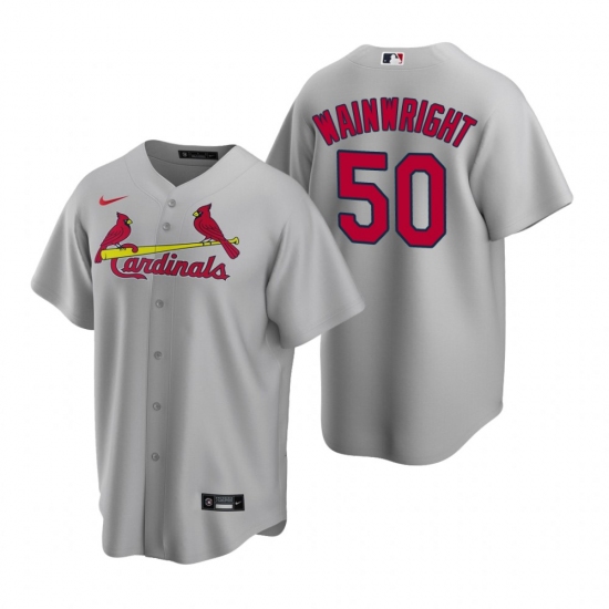 Men's Nike St. Louis Cardinals #50 Adam Wainwright Gray Road Stitched Baseball Jersey - Ujersey
