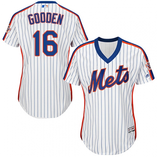 Women's Majestic New York Mets #16 Dwight Gooden Replica White Alternate Cool Base MLB Jersey - Ujersey