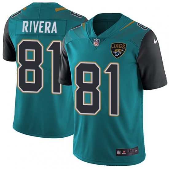Men's Nike Jacksonville Jaguars #81 Mychal Rivera Teal Green Team Color Vapor Untouchable Limited Player NFL Jersey - Ujersey