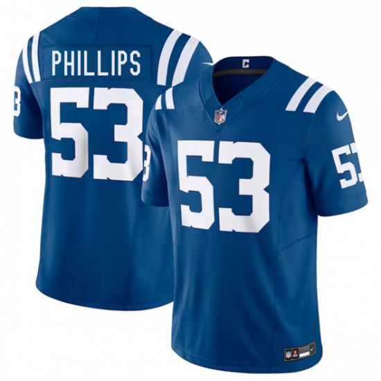 Men's Indianapolis Colts #53 Jacob Phillips Blue 2025 F.U.S.E. Vapor Limited Football Stitched Jersey - Ujersey