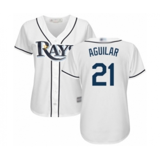 Women's Tampa Bay Rays #21 Jesus Aguilar Authentic White Home Cool Base Baseball Player Jersey - Ujersey