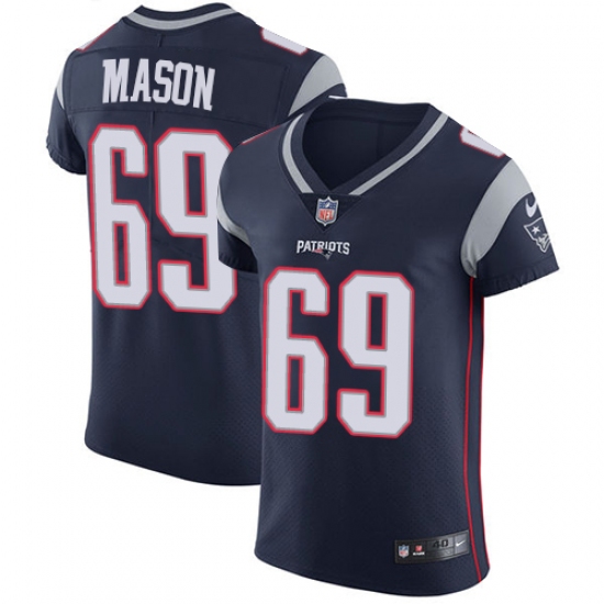 Men's Nike New England Patriots #69 Shaq Mason Navy Blue Team Color Vapor Untouchable Elite Player NFL Jersey - Ujersey
