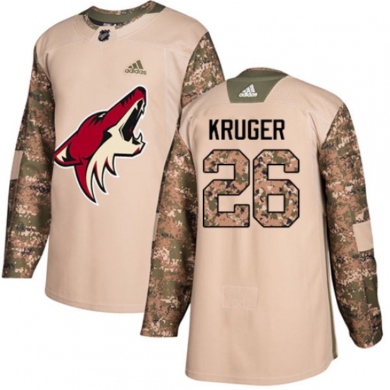Men's Adidas Arizona Coyotes #26 Marcus Kruger Authentic Camo Veterans Day Practice NHL Jersey - Ujersey