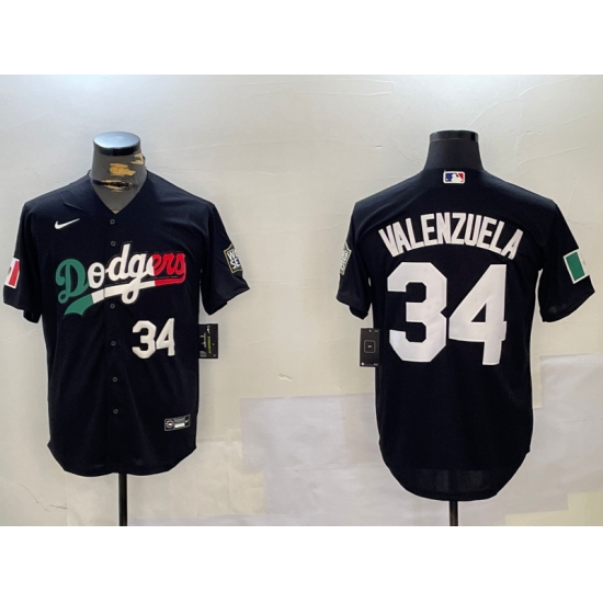 Men's Los Angeles Dodgers #34 Toro Valenzuela Black Mexico 2024 World Series Cool Base Stitched Baseball Jerseys - Ujersey