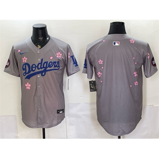Men's Los Angeles Dodgers Blank Grey 2025 Tokyo Series Limited Stitched Baseball Jersey - Ujersey