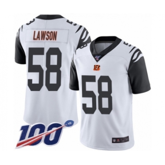 Men's Cincinnati Bengals #58 Carl Lawson Limited White Rush Vapor Untouchable 100th Season Football Jersey - Ujersey