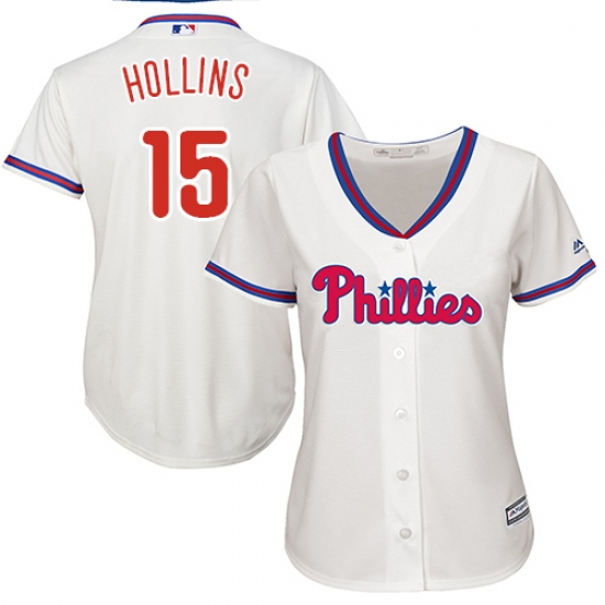 Women's Majestic Philadelphia Phillies #15 Dave Hollins Replica Cream Alternate Cool Base MLB Jersey - Ujersey