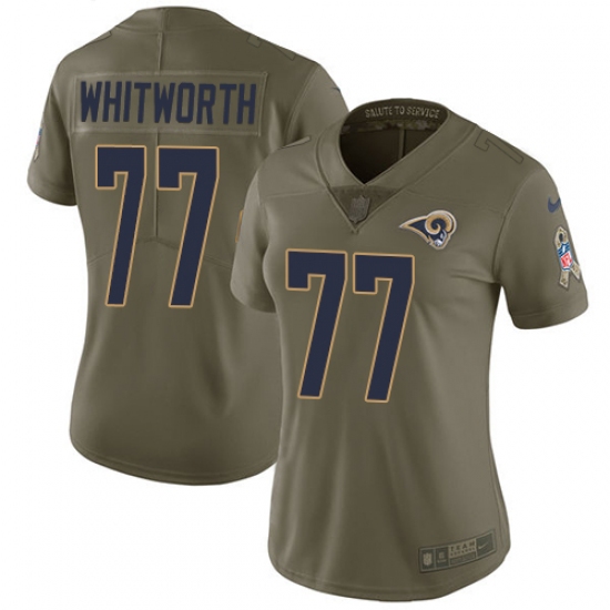 Women's Nike Los Angeles Rams #77 Andrew Whitworth Limited Olive 2017 Salute to Service NFL Jersey - Ujersey