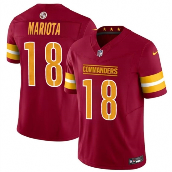 Men's Washington Commanders #18 Marcus Mariota Burgundy 2024 F.U.S.E Vapor Limited Stitched Football Jersey - Ujersey