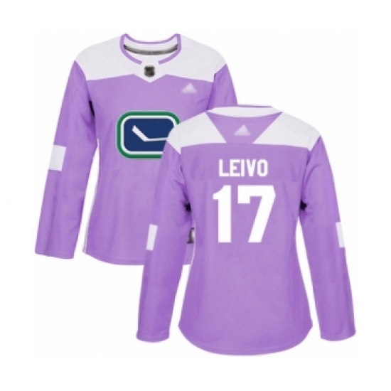 Women's Vancouver Canucks #17 Josh Leivo Authentic Purple Fights Cancer Practice Hockey Jersey - Ujersey