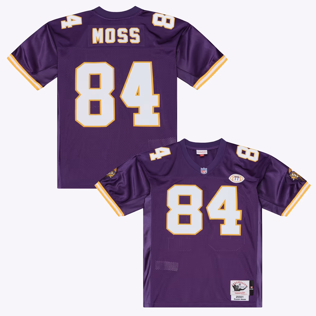 Men's Minnesota Vikings Randy Moss Mitchell & Ness Purple 2001 Authentic Throwback Jersey - Ujersey