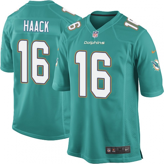 Men's Nike Miami Dolphins #16 Matt Haack Game Aqua Green Team Color NFL Jersey - Ujersey