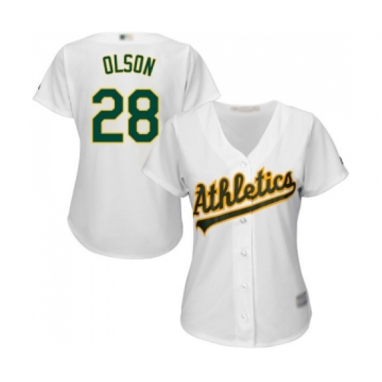 Women's Oakland Athletics #28 Matt Olson Replica White Home Cool Base Baseball Jersey - Ujersey