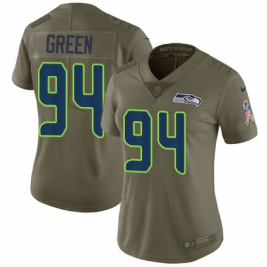 Women's Nike Seattle Seahawks #94 Rasheem Green Limited Olive 2017 Salute to Service NFL Jersey - Ujersey