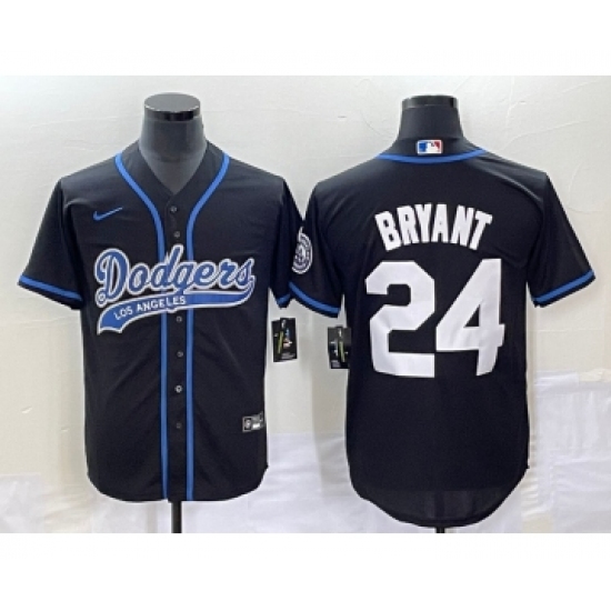 Men's Los Angeles Dodgers #24 Kobe Bryant Black Cool Base Stitched Baseball Jersey - Ujersey