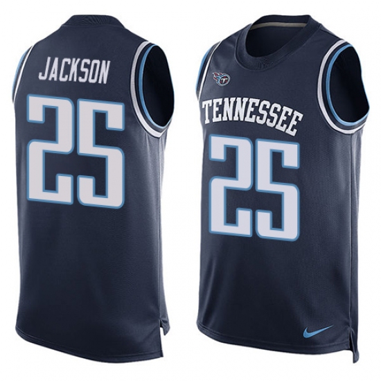 Men's Nike Tennessee Titans #25 Adoree' Jackson Limited Navy Blue Player Name & Number Tank Top Tank Top NFL Jersey - Ujersey