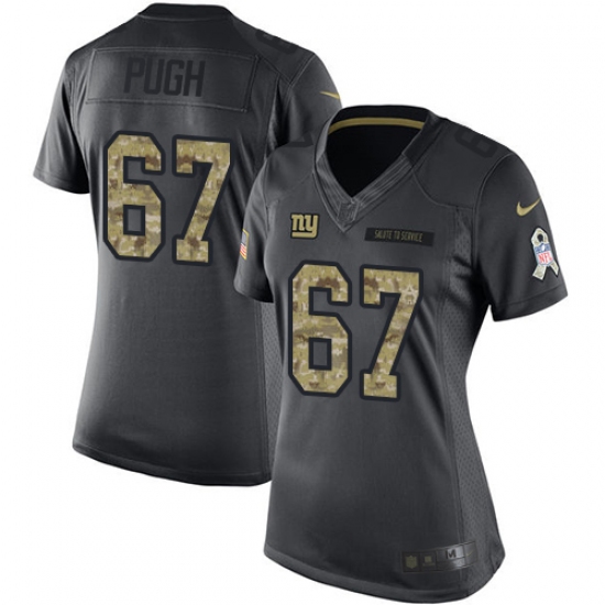 Women's Nike New York Giants #67 Justin Pugh Limited Black 2016 Salute to Service NFL Jersey - Ujersey