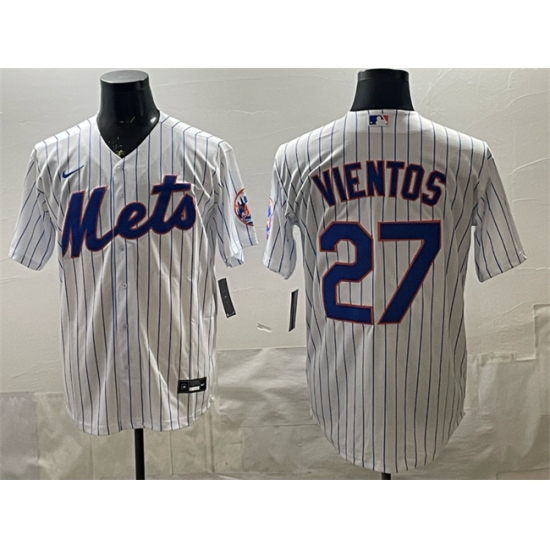 Men's New York Mets #27 Mark Vientos White Cool Base Stitched Baseball Jersey - Ujersey