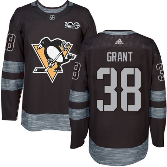 Men's Adidas Pittsburgh Penguins #38 Derek Grant Authentic Black 1917-2017 100th Anniversary NHL Jersey - Ujersey