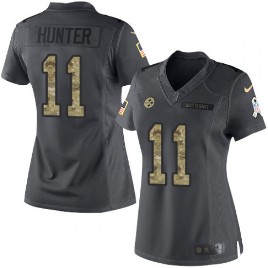 Women's Nike Pittsburgh Steelers #11 Justin Hunter Limited Black 2016 Salute to Service NFL Jersey - Ujersey