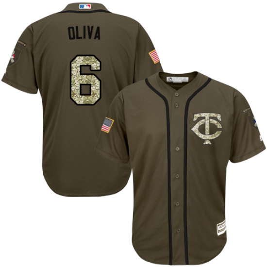 Men's Majestic Minnesota Twins #6 Tony Oliva Replica Green Salute to Service MLB Jersey