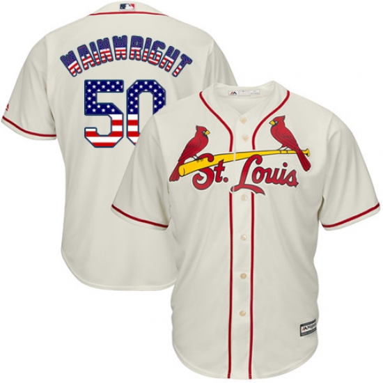 Men's Majestic St. Louis Cardinals #50 Adam Wainwright Authentic Cream USA Flag Fashion MLB Jersey - Ujersey