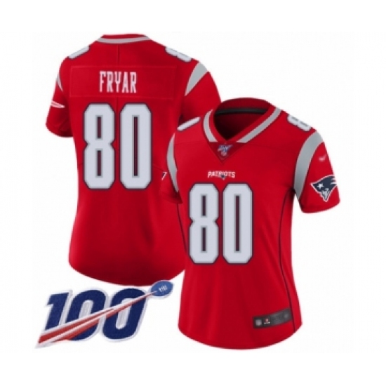 Women's New England Patriots #80 Irving Fryar Limited Red Inverted Legend 100th Season Football Jersey - Ujersey