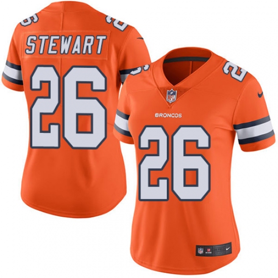 Women's Nike Denver Broncos #26 Darian Stewart Limited Orange Rush Vapor Untouchable NFL Jersey - Ujersey