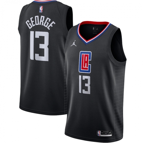 Men's LA Clippers #13 Paul George Jordan Brand Black 2020-21 Swingman Jersey - Ujersey