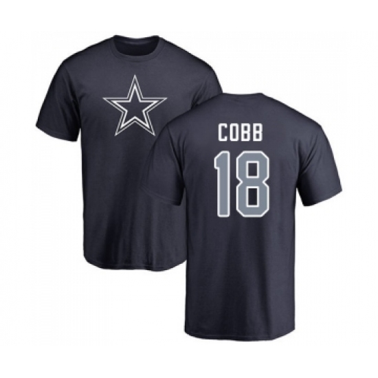 Football Dallas Cowboys #18 Randall Cobb Navy Blue Name & Number Logo T-Shirt - Ujersey