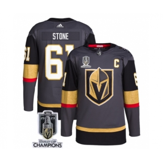 Men's Vegas Golden Knights #61 Mark Stone Gray 2023 Stanley Cup Champions Stitched Jersey - Ujersey