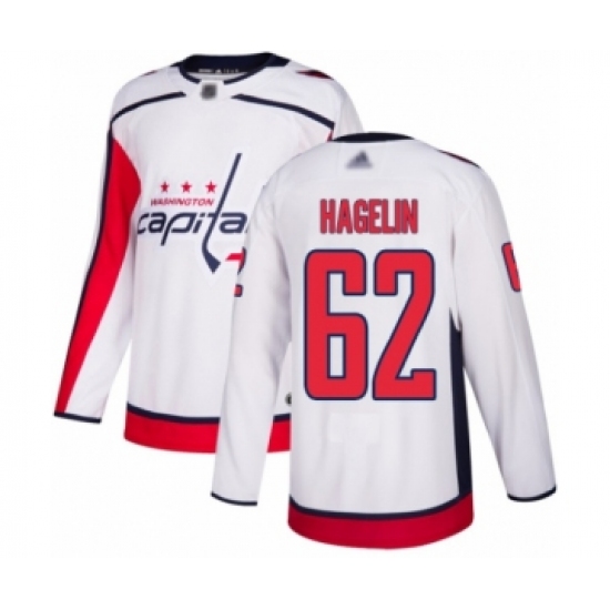 Youth Washington Capitals #62 Carl Hagelin Authentic White Away Hockey Jersey - Ujersey