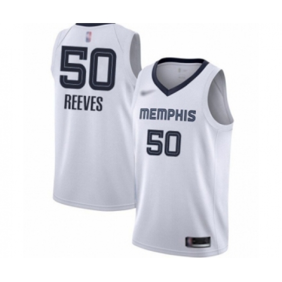 Men's Memphis Grizzlies #50 Bryant Reeves Authentic White Finished Basketball Jersey - Association Edition - Ujersey