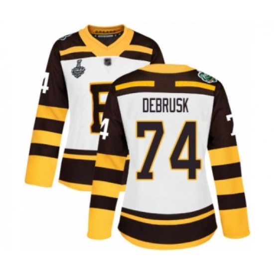 Women's Boston Bruins #74 Jake DeBrusk Authentic White Winter Classic 2019 Stanley Cup Final Bound Hockey Jersey - Ujersey
