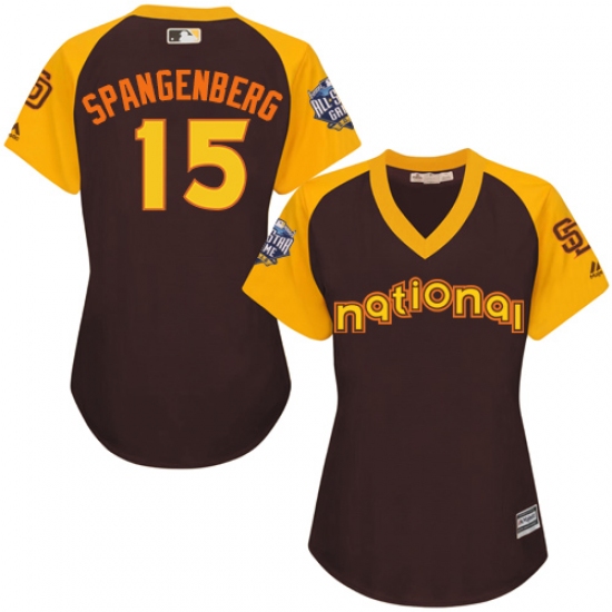 Women's Majestic San Diego Padres #15 Cory Spangenberg Authentic Brown 2016 All-Star National League BP Cool Base Cool Base MLB Jersey - Ujersey