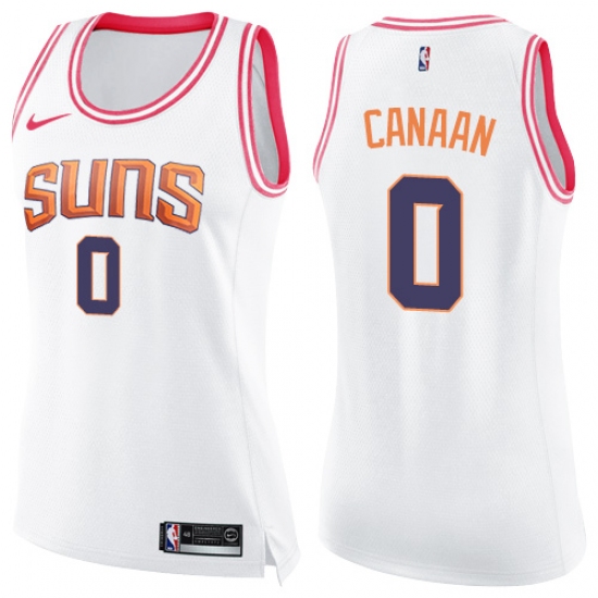Women's Nike Phoenix Suns #0 Isaiah Canaan Swingman White Pink Fashion NBA Jersey - Ujersey