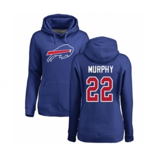 Football Women's Buffalo Bills #22 Marcus Murphy Royal Blue Name & Number Logo Pullover Hoodie - Ujersey