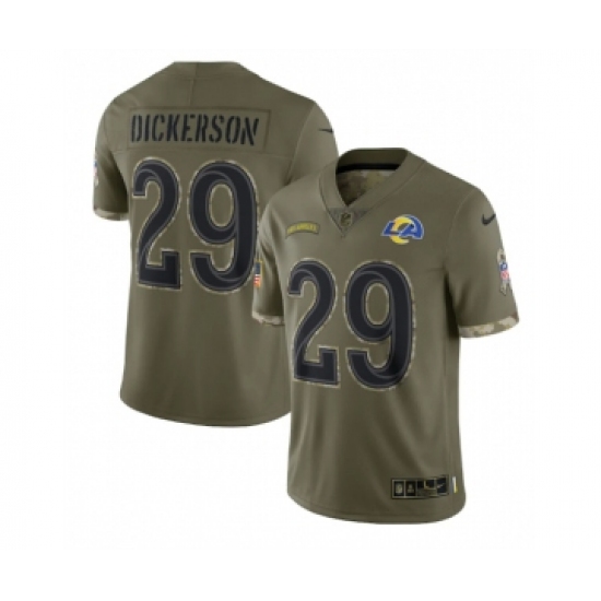Men's Los Angeles Rams #29 Eric Dickerson 2022 Olive Salute To Service Limited Stitched Jersey - Ujersey