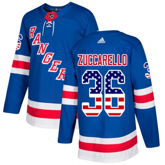 Men's Adidas New York Rangers #36 Mats Zuccarello Authentic Royal Blue USA Flag Fashion NHL Jersey - Ujersey