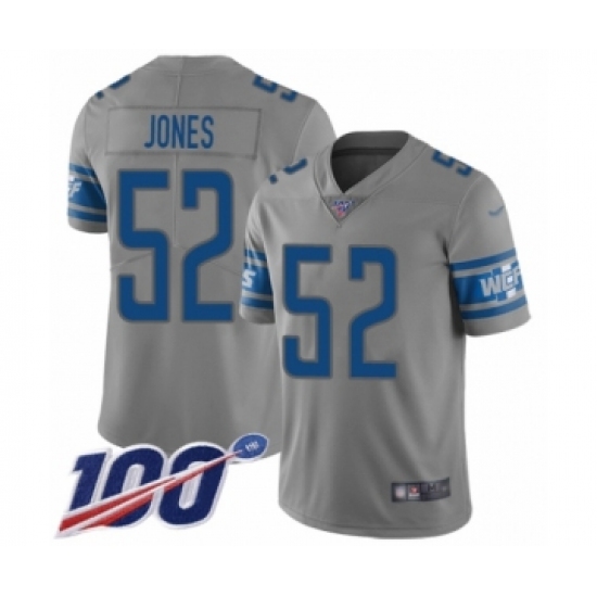 Men's Detroit Lions #52 Christian Jones Limited Gray Inverted Legend 100th Season Football Jersey - Ujersey