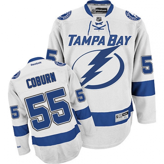 Youth Reebok Tampa Bay Lightning #55 Braydon Coburn Authentic White Away NHL Jersey - Ujersey