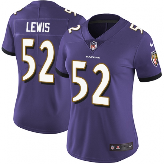 Women's Nike Baltimore Ravens #52 Ray Lewis Purple Team Color Vapor Untouchable Limited Player NFL Jersey