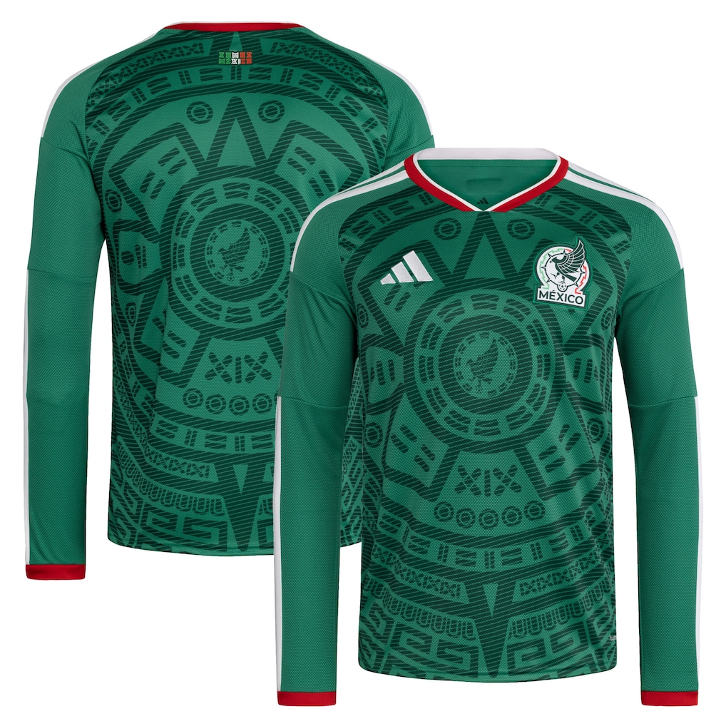 Men's Mexico National Team adidas Green 2026 Home Replica Long Sleeve Jersey - ujerseystore
