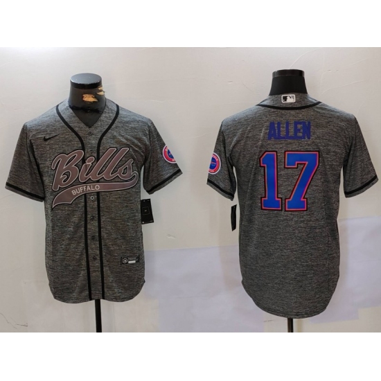 Men's Buffalo Bills #17 Josh Allen Grey Team Cool Base Stitched Baseball Jersey - ujerseystore