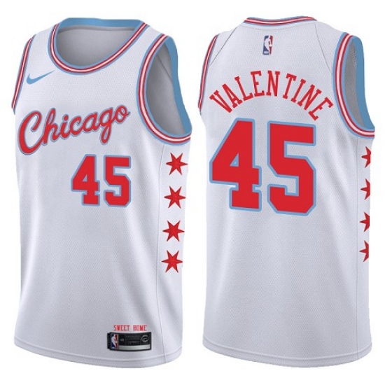 Men's Nike Chicago Bulls #45 Denzel Valentine Authentic White NBA Jersey - City Edition - ujerseystore